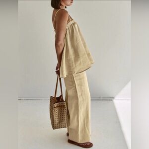 Commense Beige High-Low Linen Set